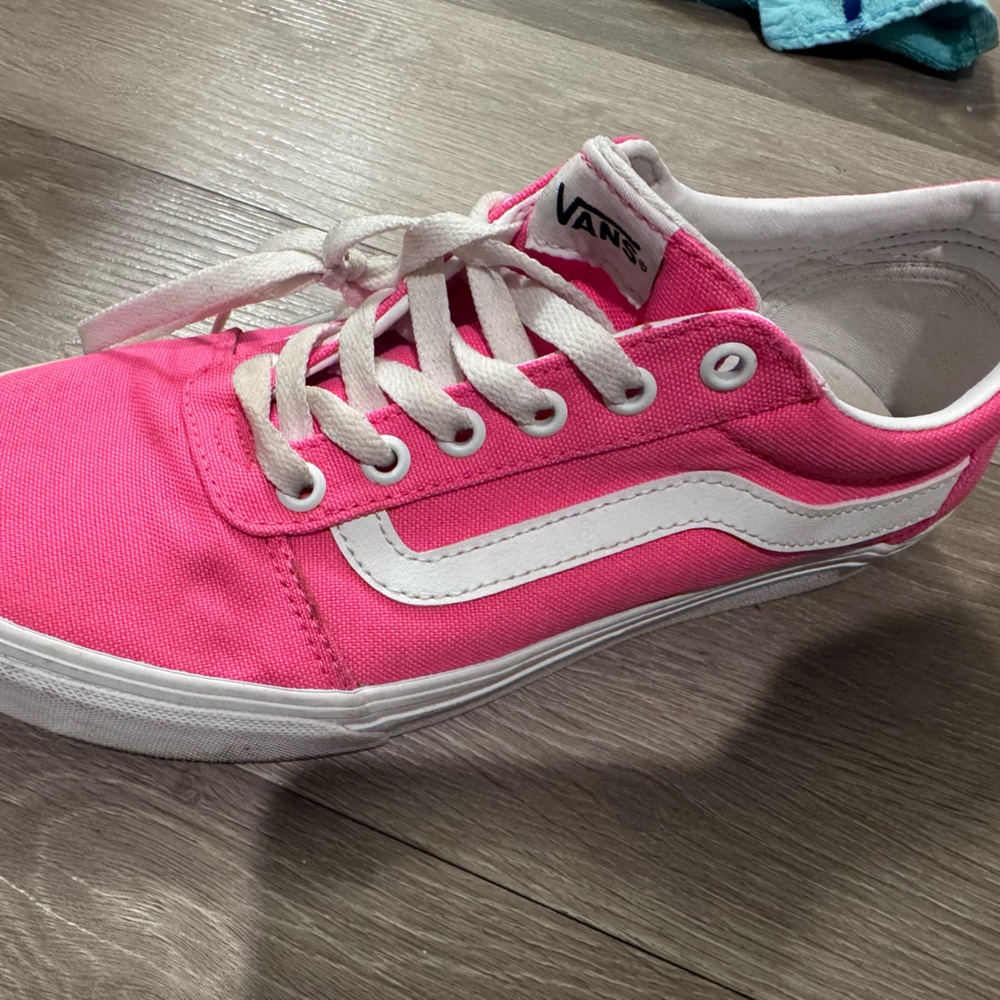 Vans Pink and White Women's Sneakers size 9